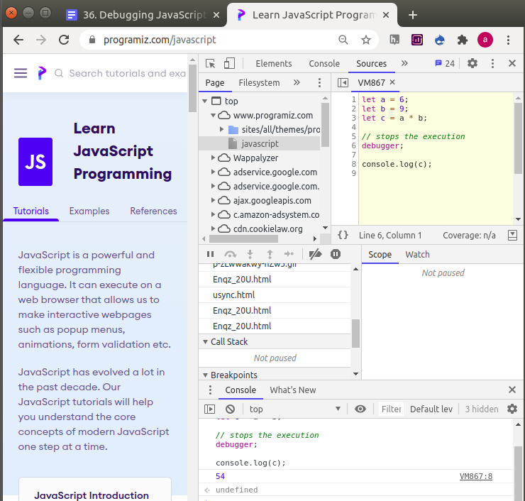 Debugging Javascript In Browser With Examples