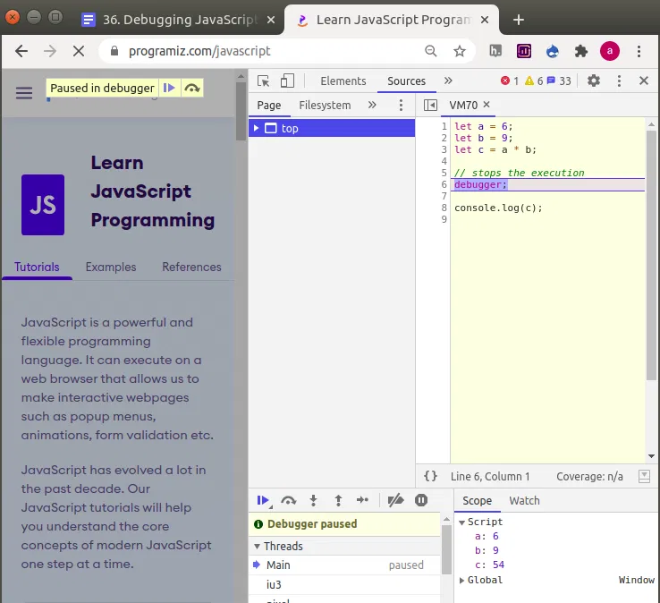 Errors, Exceptions, and Debugging: JavaScript Tutorial 